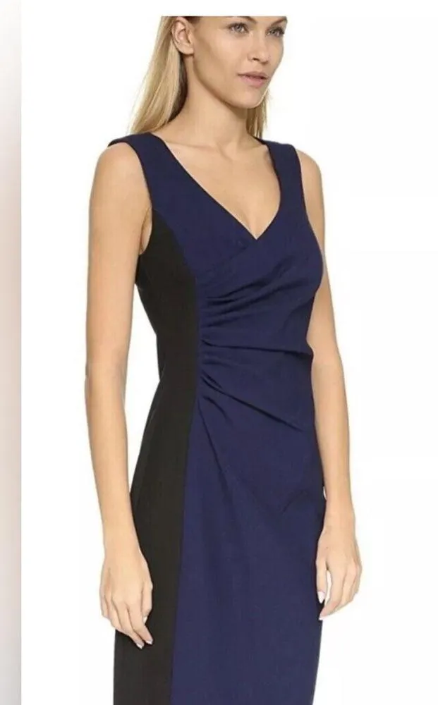 DIANE VON FURSTENBERG  Eliana Faux Wrap Dress Blue/Black Size 6 - Image 3