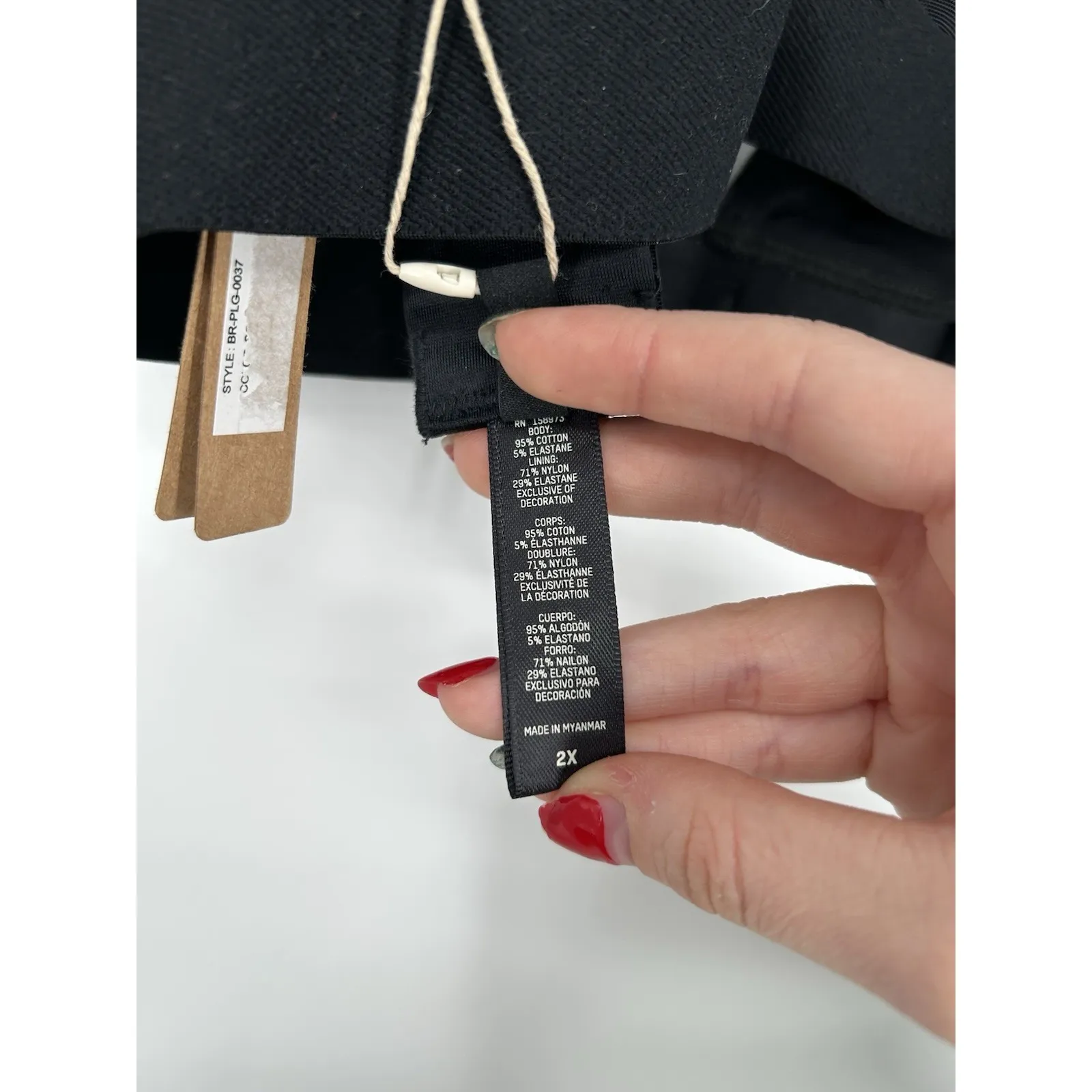 Skims Cotton Rib Plunge Bralette Ribbed Soot Black Kim Kardashian Size 2X 2XL - Image 3