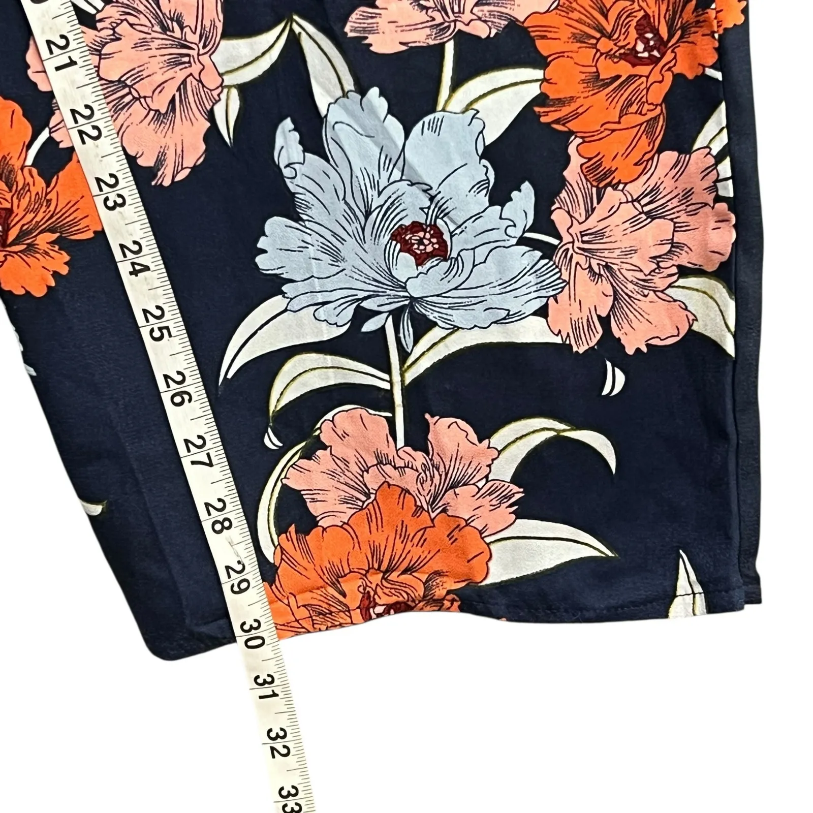 Gypsies & Moondust Jumpsuit XL Navy Blue Floral Lace Up Wide Leg Tropical Boho - Image 11