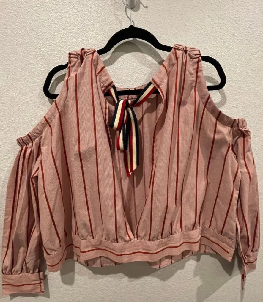 GAGO Burgundy Off Shoulder Open Back Blouse Red - Image 2