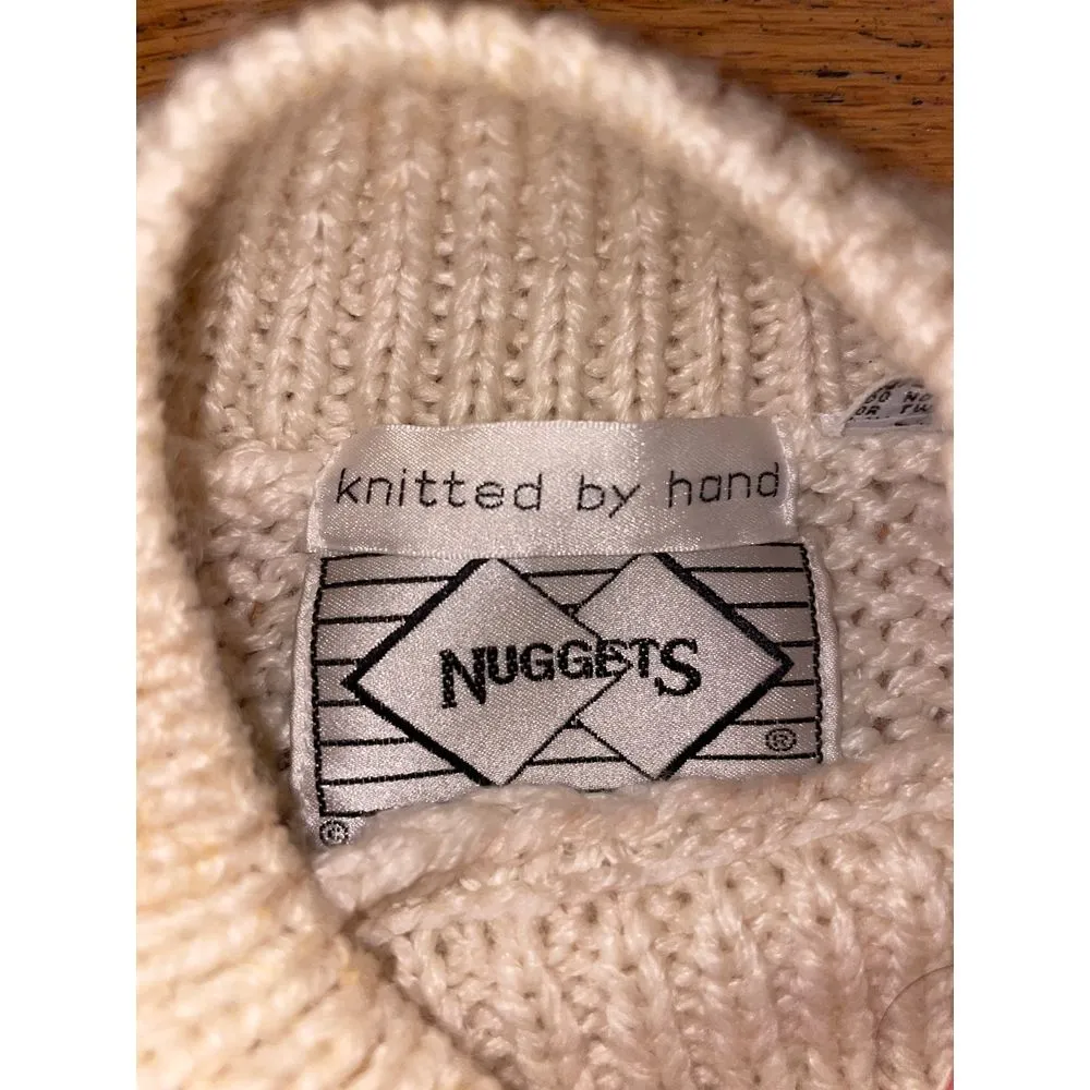 Vintage Nuggets Chunky Hand Knit Cream Grandma Sweater‎ Boho Cottagecore Size M Size M - Image 2