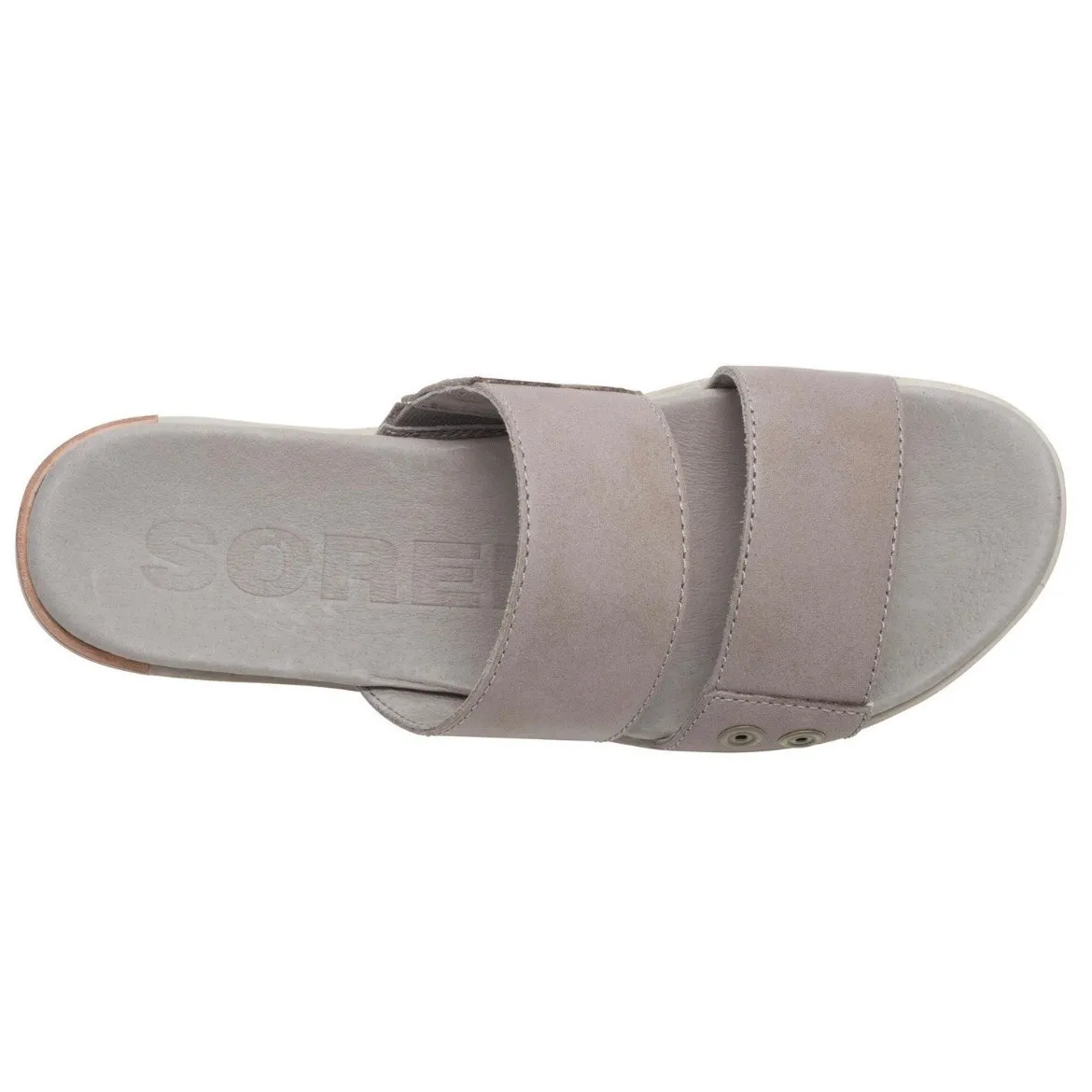 Sorel, NL2937-005 Torpeda Slide Leather Slides, Taupe, Slip-On Comfort Sandals - Image 2
