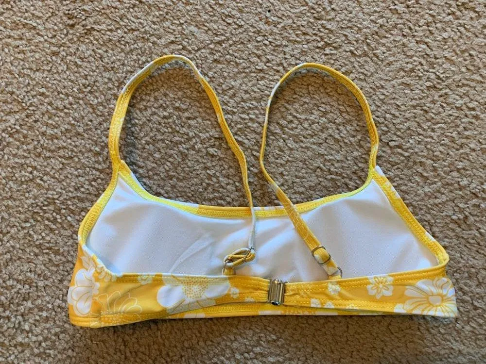 SheIn Yellow Flowered bikini top  - Image 2