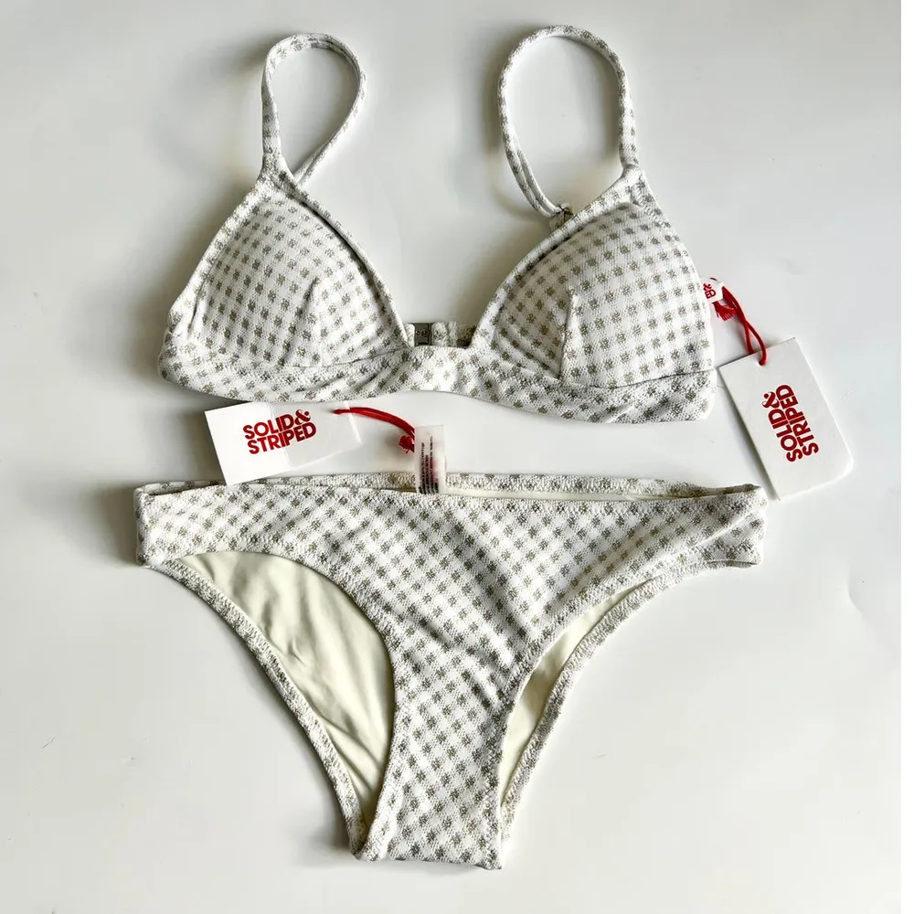 NWT Solid & Striped The Morgan Top & The Elle Bottom Set Lurex Gingham Women's S - Image 2