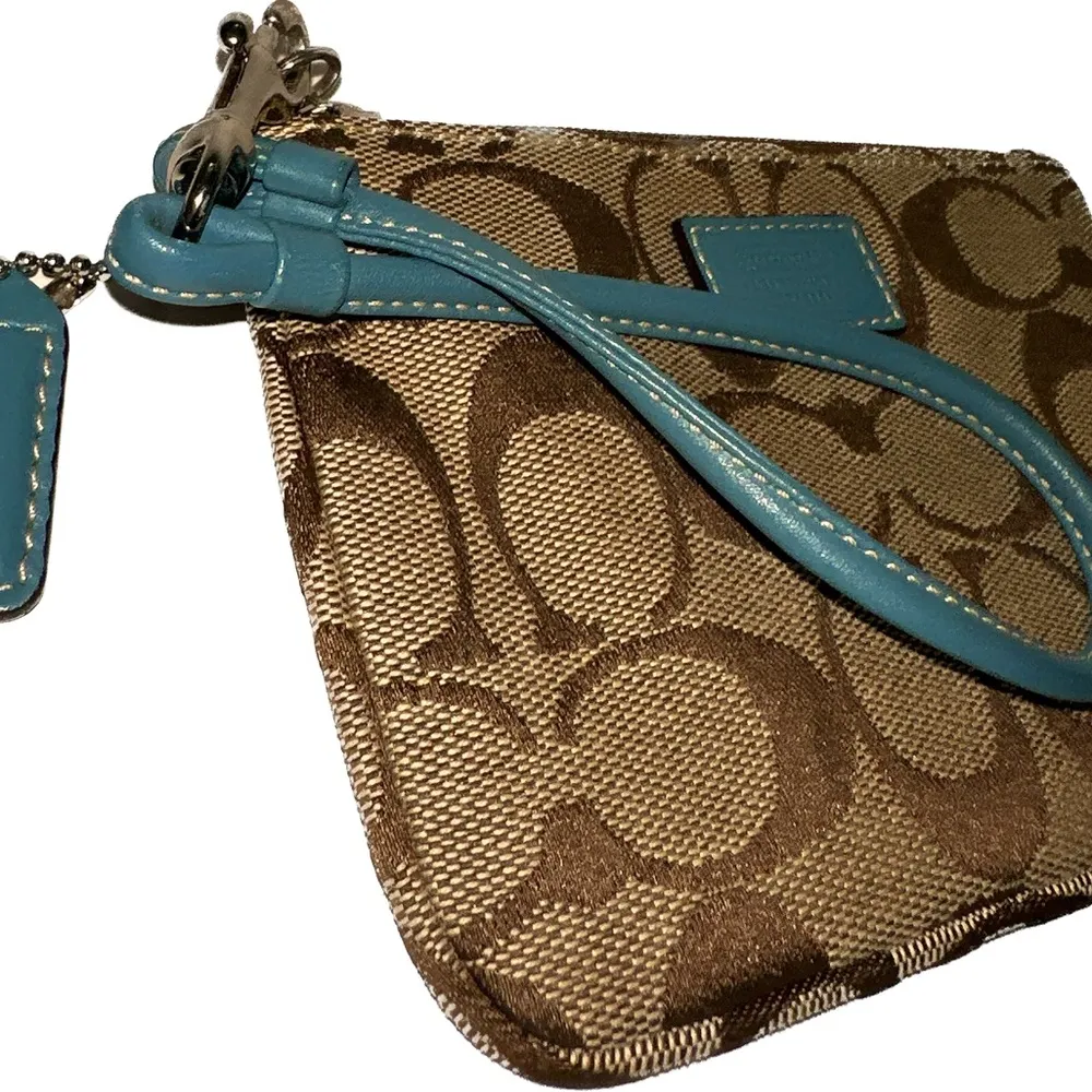 Coach Tan Teal Wristlet - Image 3