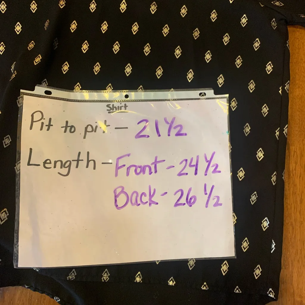 Papermoon Blouse Large Elegant Black Top with Gold Foil Pattern Tie 3/4 Sleeves - Image 5