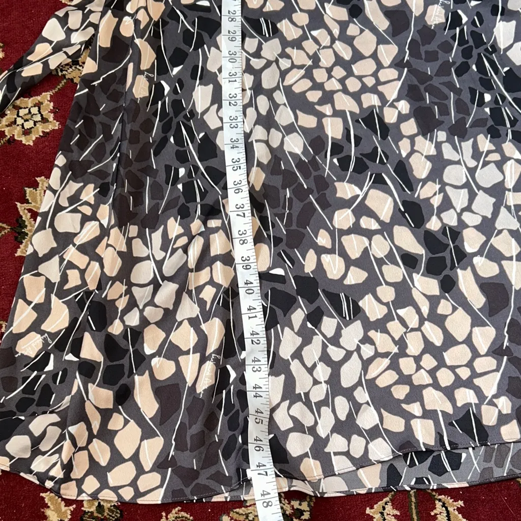 Richard Allen x H&M Gray and Cream‎ Long Sleeve Belted Dress Size 6 side zip - Image 14