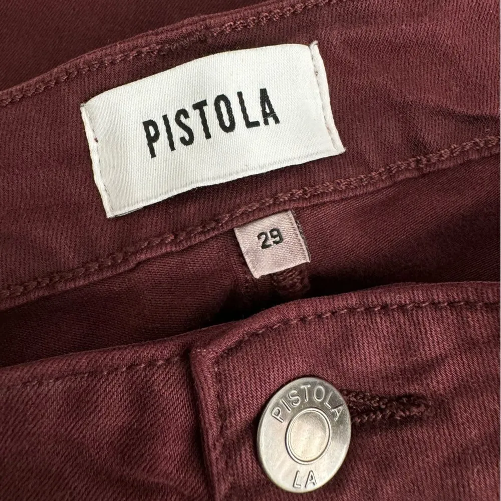 Pistola Hannah Skinny Moto Stretch Six-Pocket Ankle Cargo Jeans Maroon - Image 7