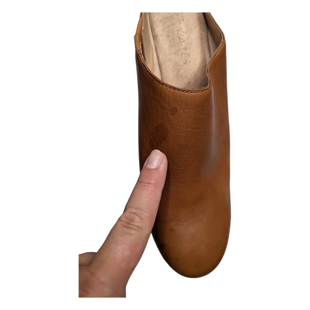 Madewell Daisy Platform Mule Saddle Brown Leather Block Heel Open Back Clogs 9 - Image 5