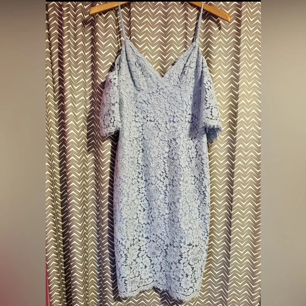 Bardot | Karlie Powder Blue Lace Cold Shoulder Dress, Size US6 - Image 2