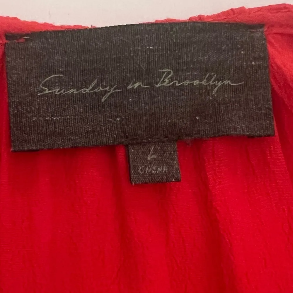 SUNDAY IN BROOKLYN by Anthropologie Red Tiered Boho Peasant Dress Size Large - Image 8