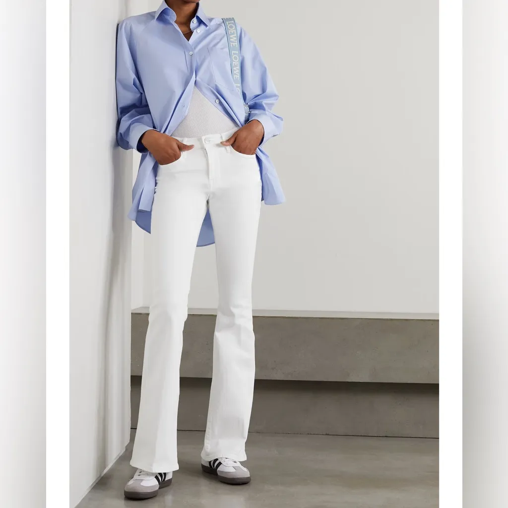 Frame Le High Flare Jeans Sz 27 White Denim Bell Bottom High Rise Preppy Luxury - Image 7