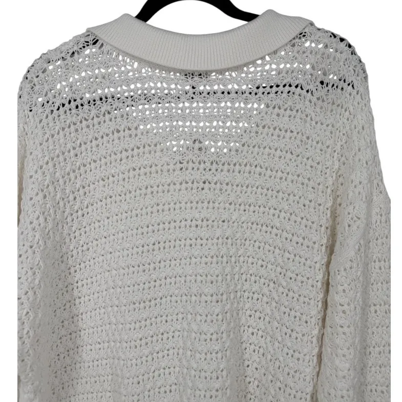 NWT Talbots Open Stitch‎ Johnny Collar Pullover Crochet Knit Sweater White Sz 2X - Image 8