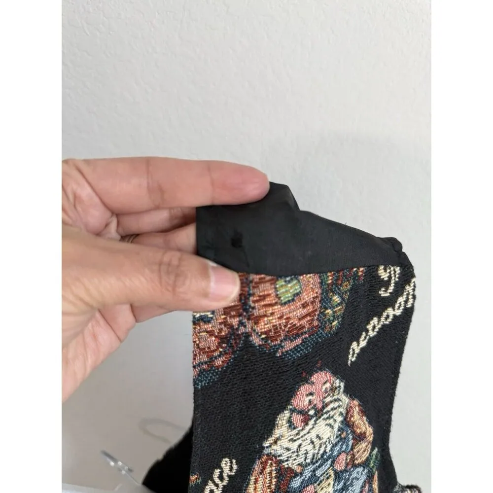 Vintage Bobby Brooks Woman XL Holiday Christmas Santa Tapestry‎ Vest Adjustable - Image 3