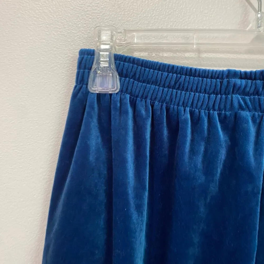 Diane Von Furstenberg Vintage 80s Lounge Wear Blue Velvet Pants Size Small - Image 3