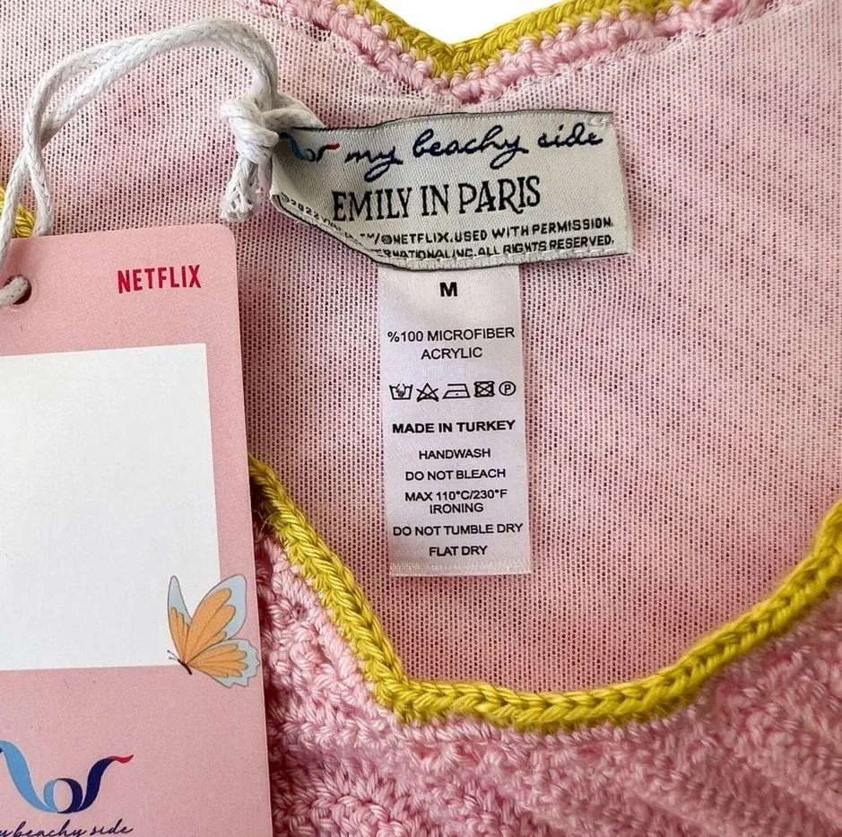 My Beachy Side Crochet Butterfly Halter Bikini Set Size Medium NEW Pink - Image 7