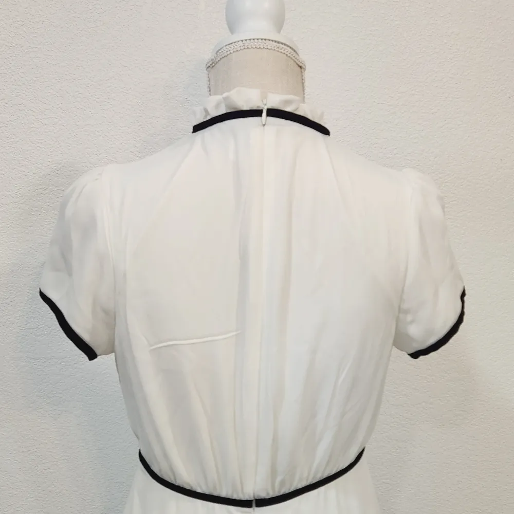 JOLIE Vie White Dress With Black Detail Size S - Image 7