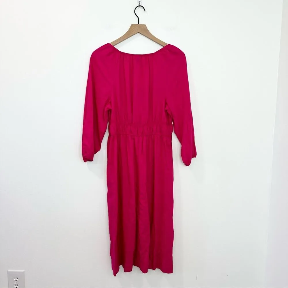Universal Threads Women's Tie-front Puff 3/4 Sleeve Midi Dress Pink size Medium - Image 3