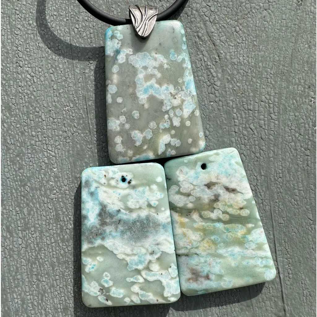 Turquoise Jasper Gemstone Pendant Necklace Sterling Silver Bail - Image 6