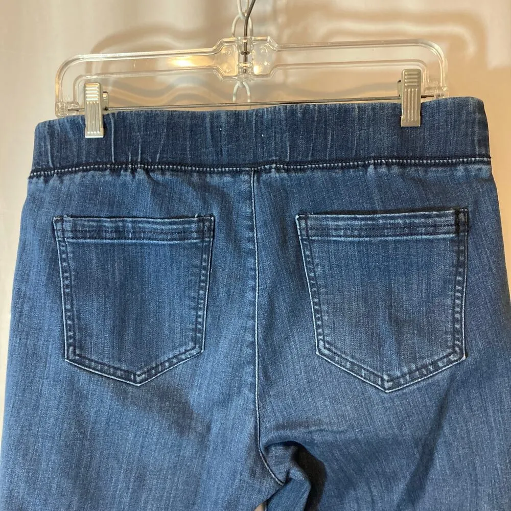 St Johns Bay Blue Denim Pull On Elastic Waist Straight Leg High Rise Pants Jeans - Image 6