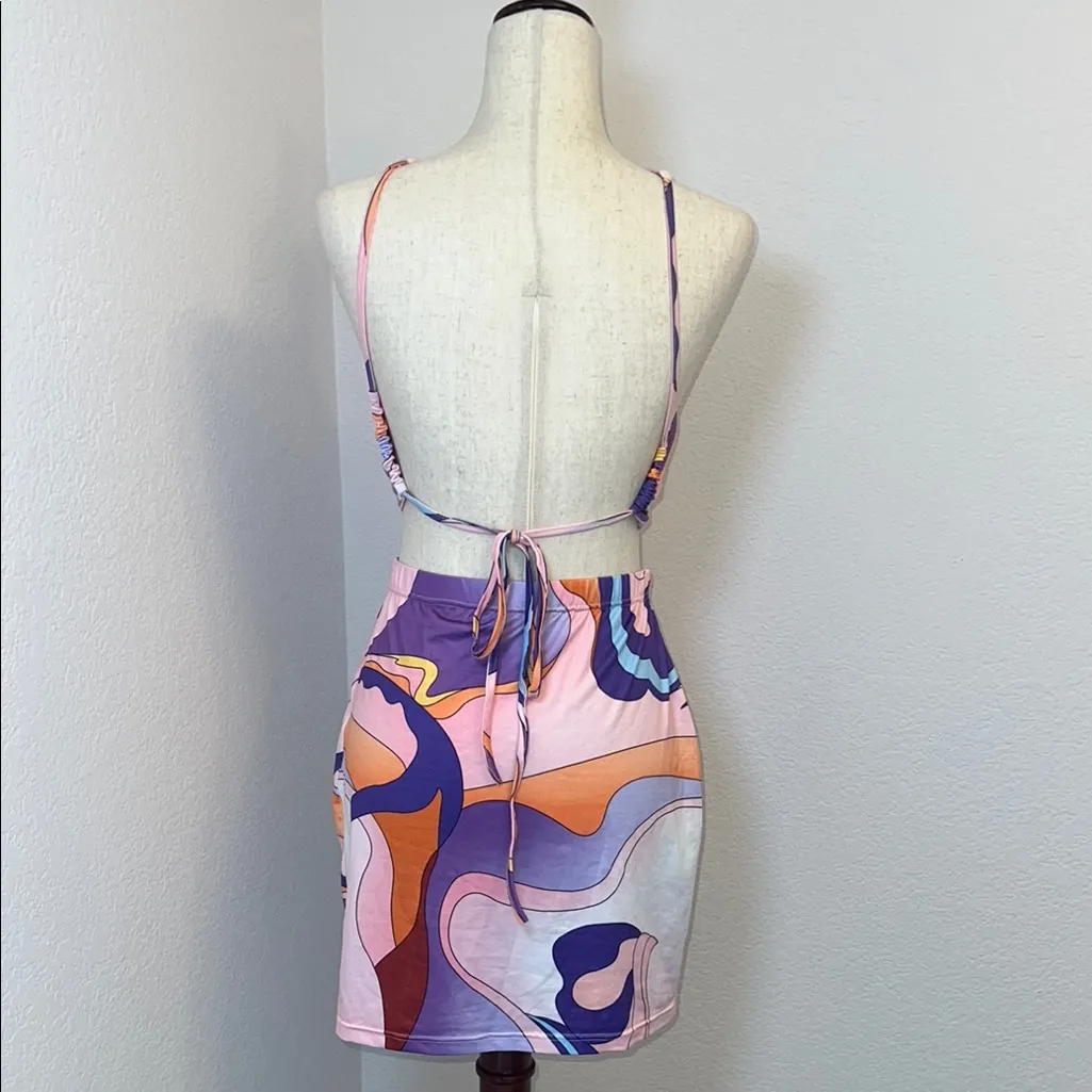 Pink and Purple Mini Pencil Skirt and top Set ‎ for Casual Wear Size M - Image 3