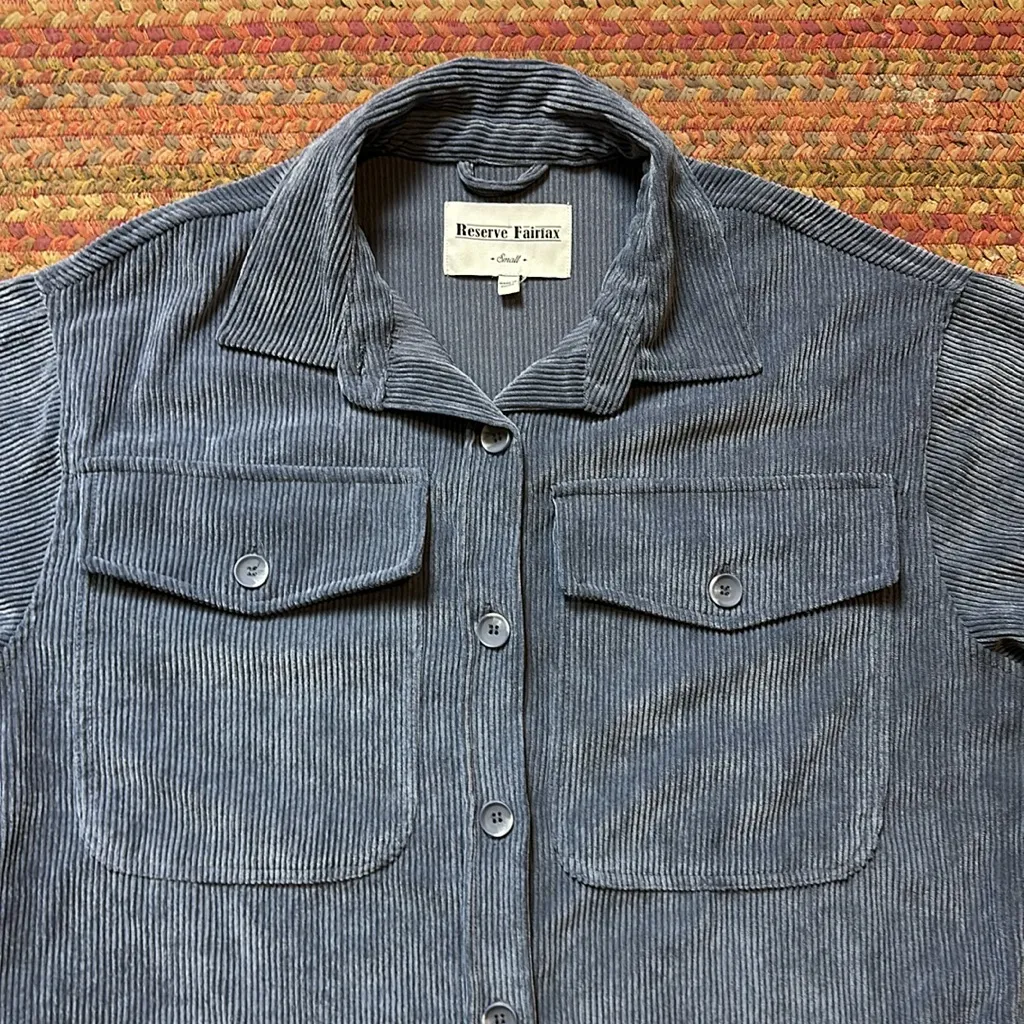 RESERVE FAIRFAX OVERSIZED BLUE RIBBED CORDUROY SHACKET - Image 2