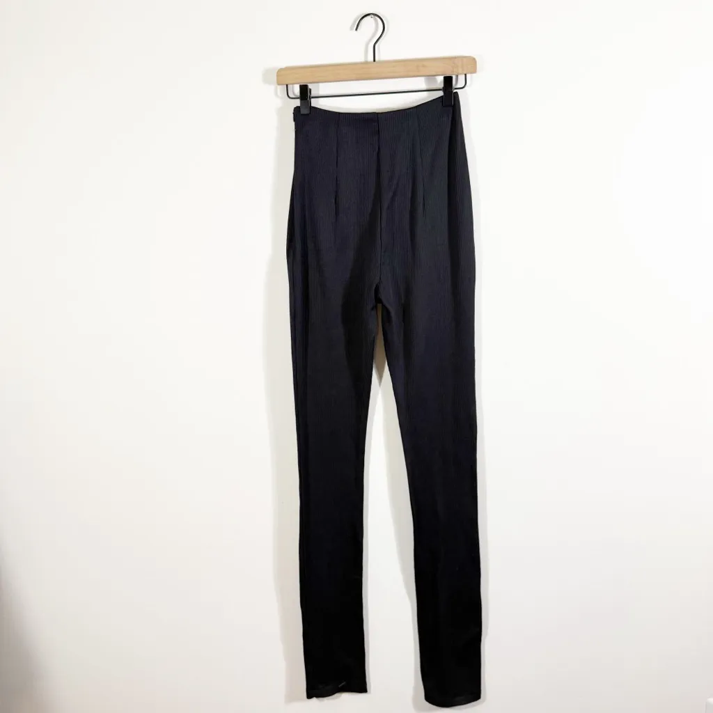Amanda Uprichard Malta Pant Split Anke Black Ribbed XS - Image 4