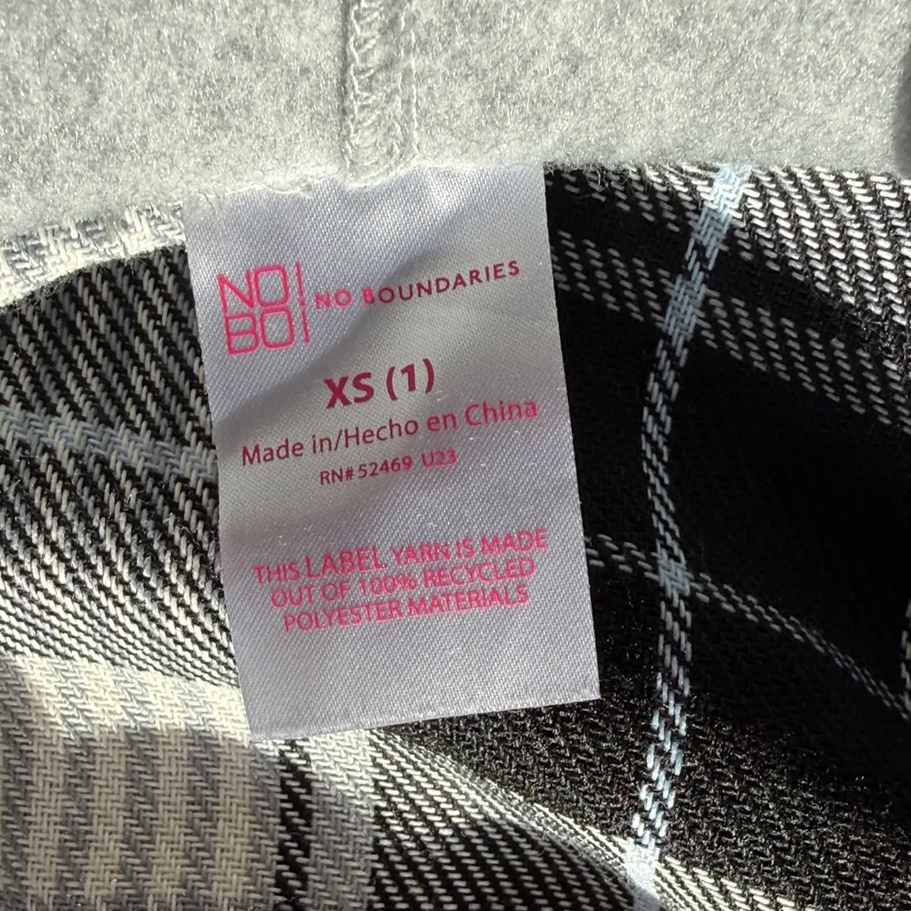 No Boundaries Black and White Plaid Hoodie - Image 2