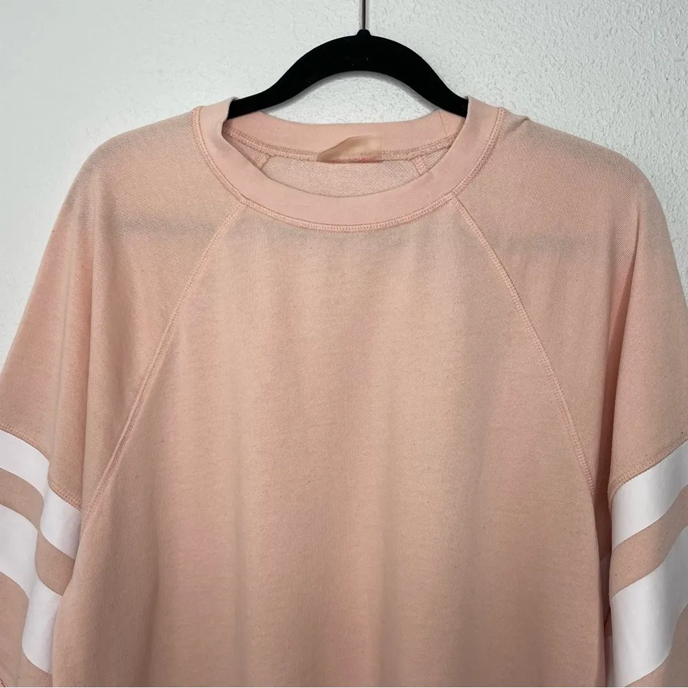 Betsey Johnson Performance Striped Roll Hem Wide Sleeve Peach colored Crop Top L - Image 4