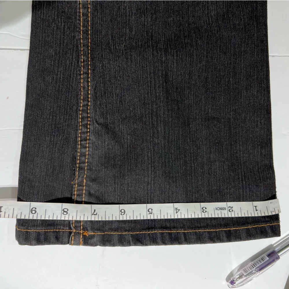 Allen B. by Allen Schwartz Leather Waistband Bootcut Jeans Size 30 USA Made Y2K Black - Image 12