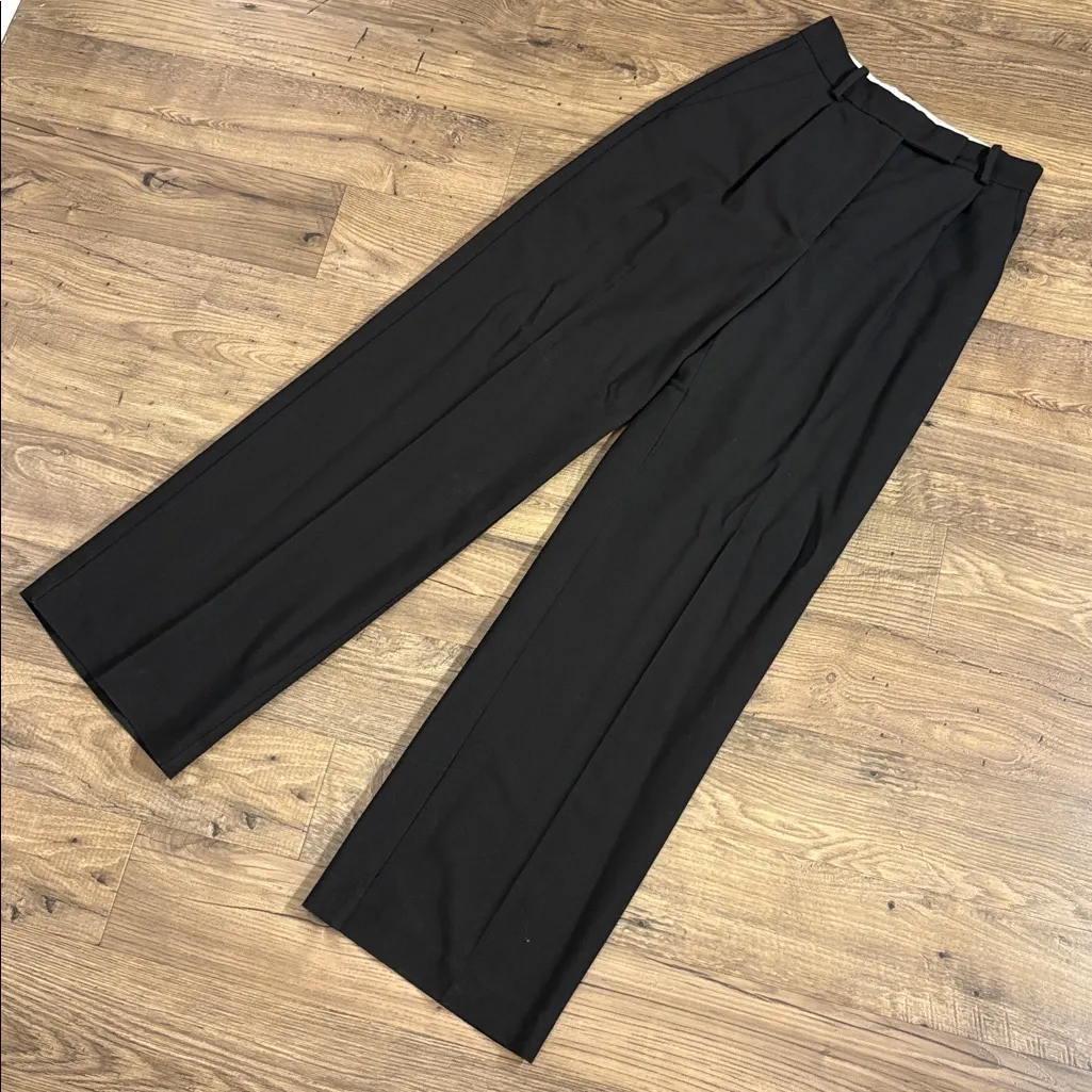 ZARA BLACK RELAED PLEATED FULL-LENGTH WIDE LEG MENSWEAR STYLE PANT TROUSERS - Image 2