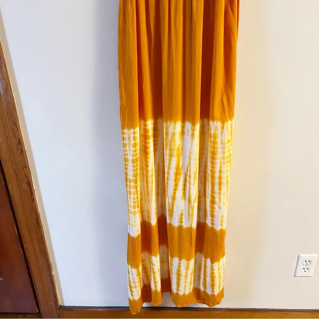 Mamzel Orange Ombre Maxi Dress NEW One Size Adjustable Tie Straps Beaded Neck - Image 3