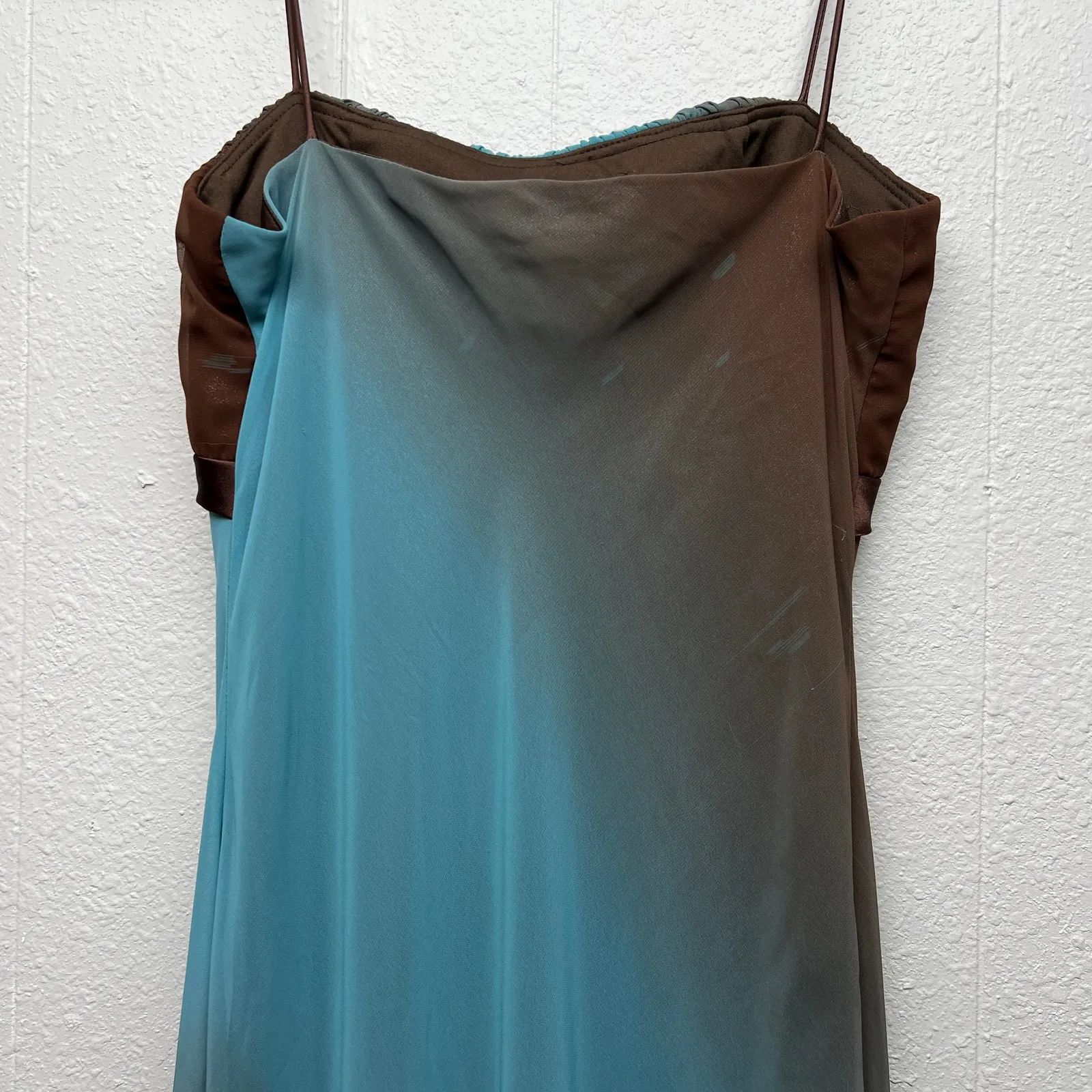 Vintage S.L. Fashions Sheer Babydoll Maxi Dress Womens 10 Fairy Y2K Wedding Prom Blue - Image 8