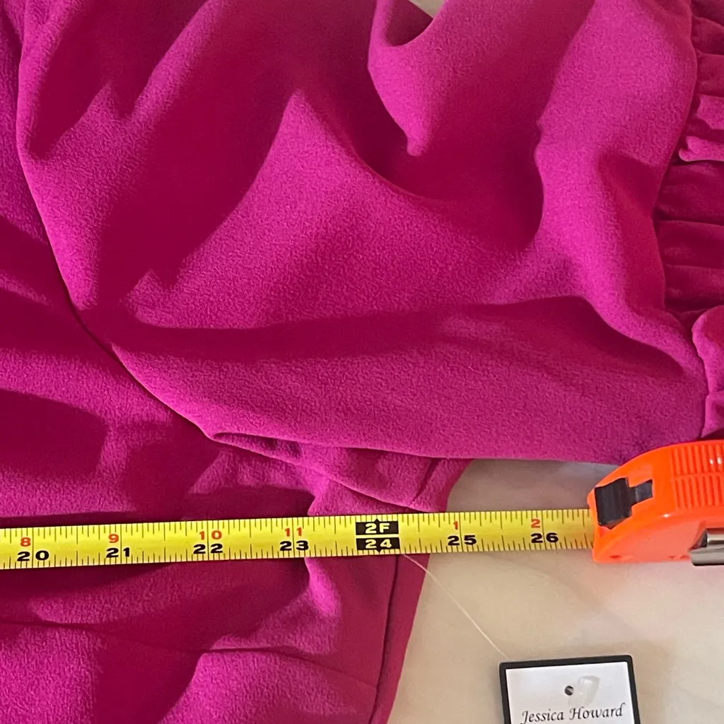 Jessica Howard Woman 22W Magenta Shift Dress Ruffle Sleeves Gold Zip Back NWT - Image 8