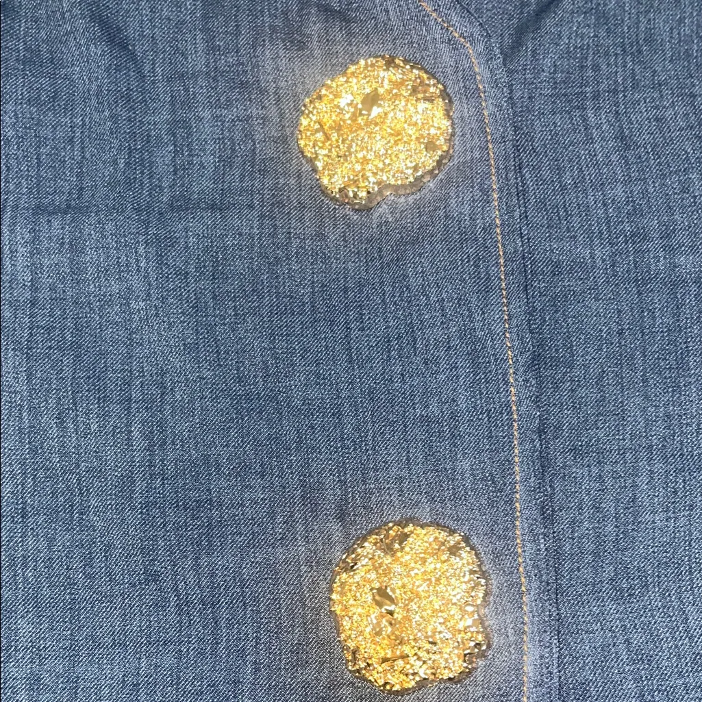 SHEIN Blue Denim Vest with Gold Accents - Image 2