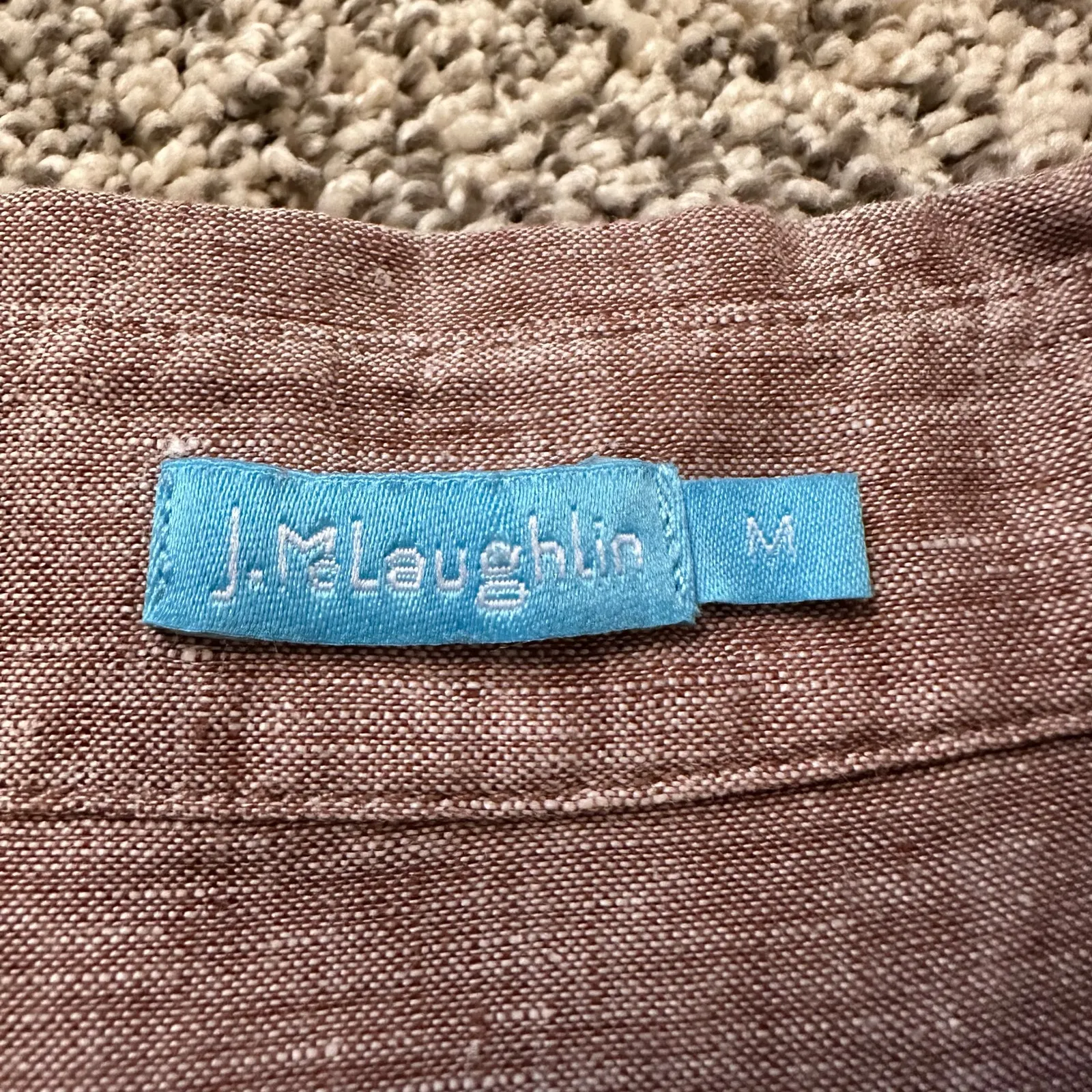 J. McLaughlin  light brown linen button down top size M - Image 5