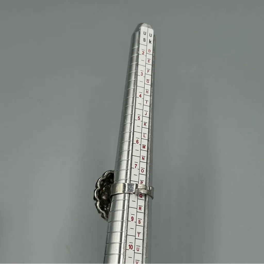 Blue Rhinestone Statement Ring Adjustable Silver Tone Cocktail Style - Image 8