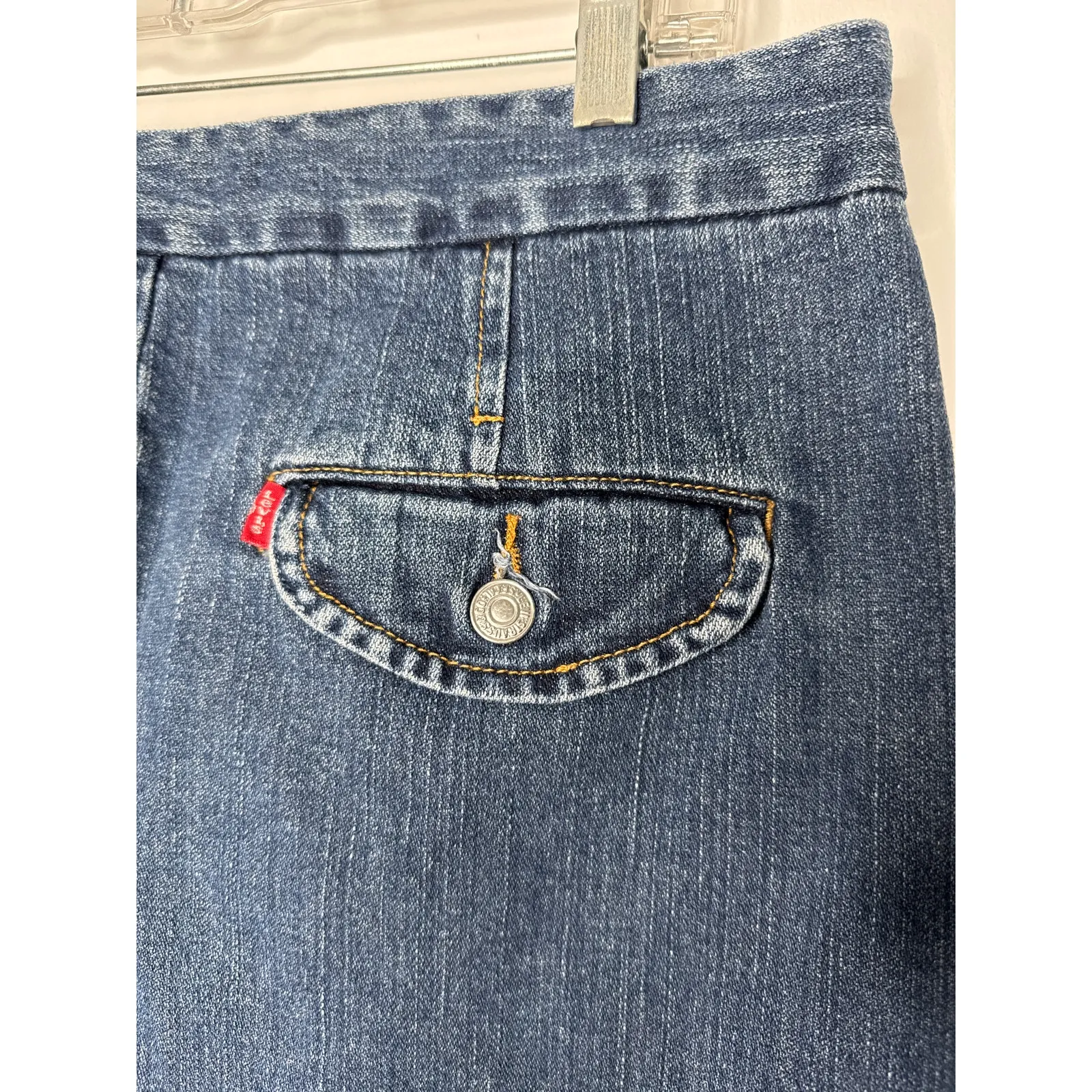 Vintage Levi’s Denim Skirt Superlow Made in USA Y2K zipper slit sides waist 33" - Image 10