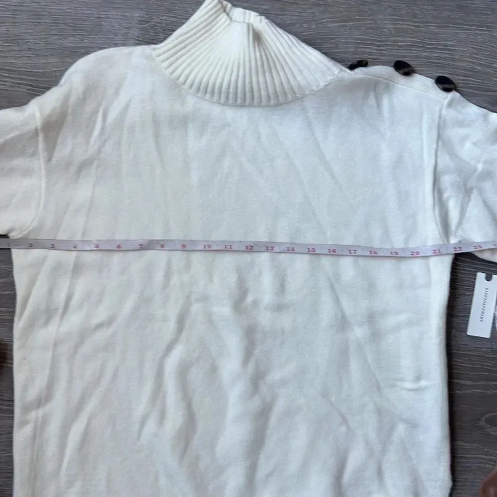 NEW Anthropologie Margarita Tunic Sweater Button Neck Cream xsmall - Image 11