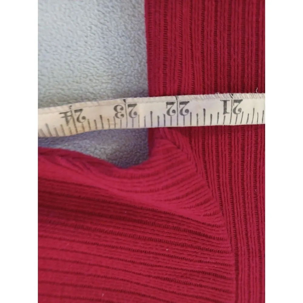 Milano Design Group womens red ribbed cotton blend cardigan sweater large - Image 5
