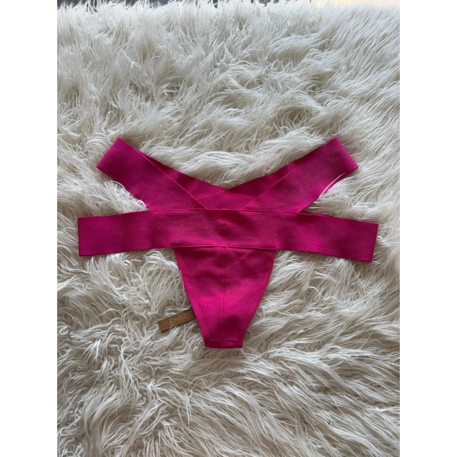 Skims Swim Knit Strappy Bikini Bottom Magenta Size 3X - Image 6