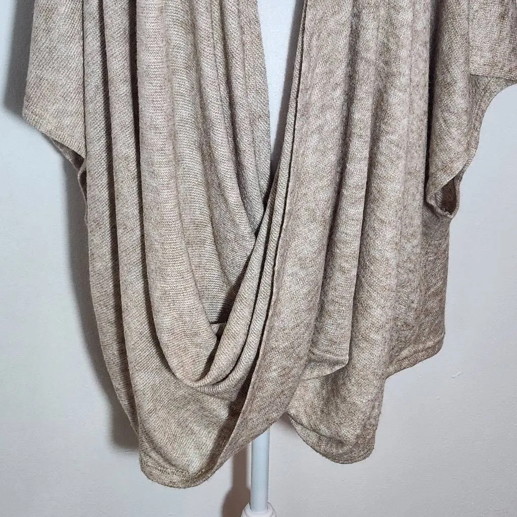 Kori Tan Draped Oversized Sweater Size Large Heather Brown Short Sleeve Sweater - Image 5