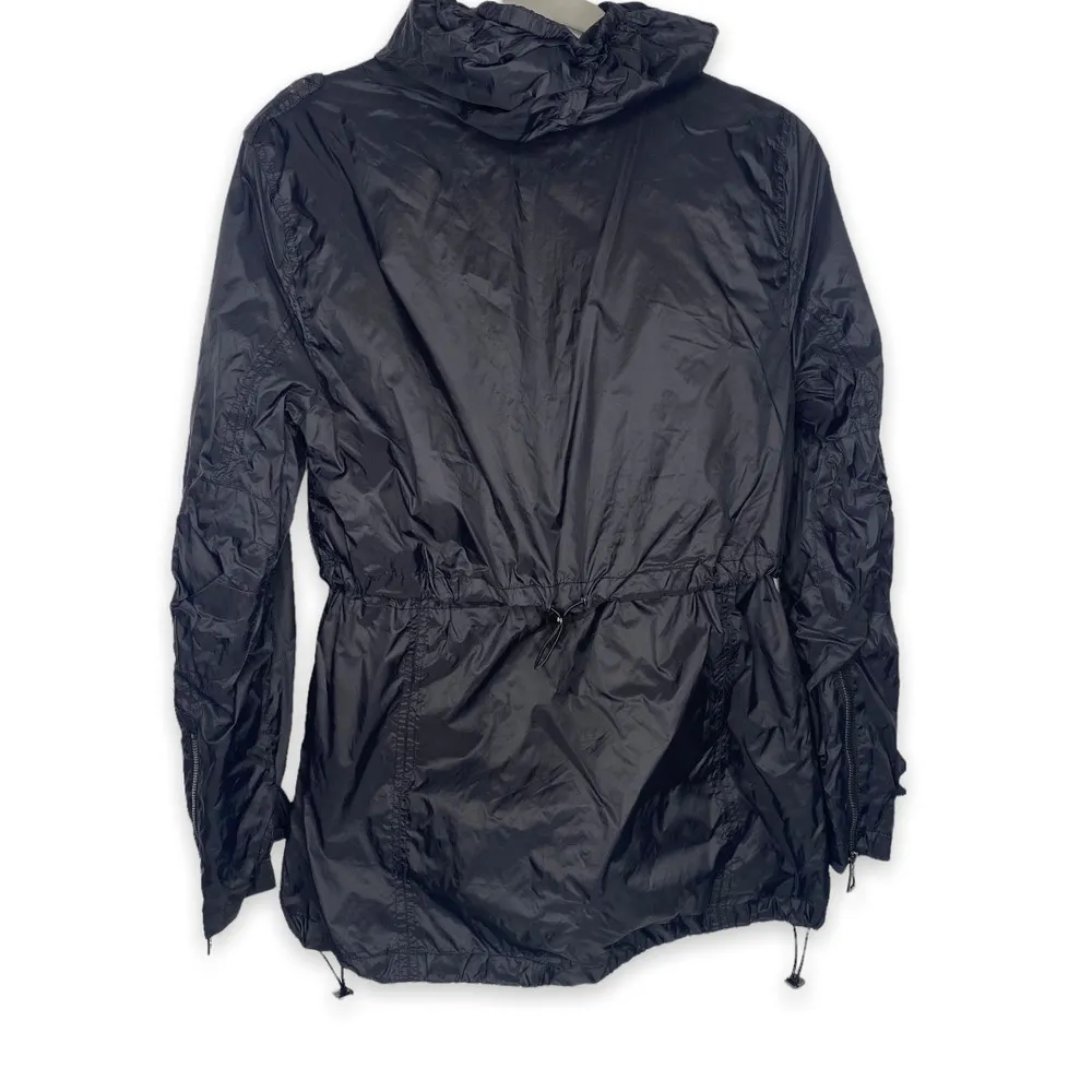 Hawk & Co Black Hooded Rain Coat Jacket Medium Style L3H06055H - Image 4