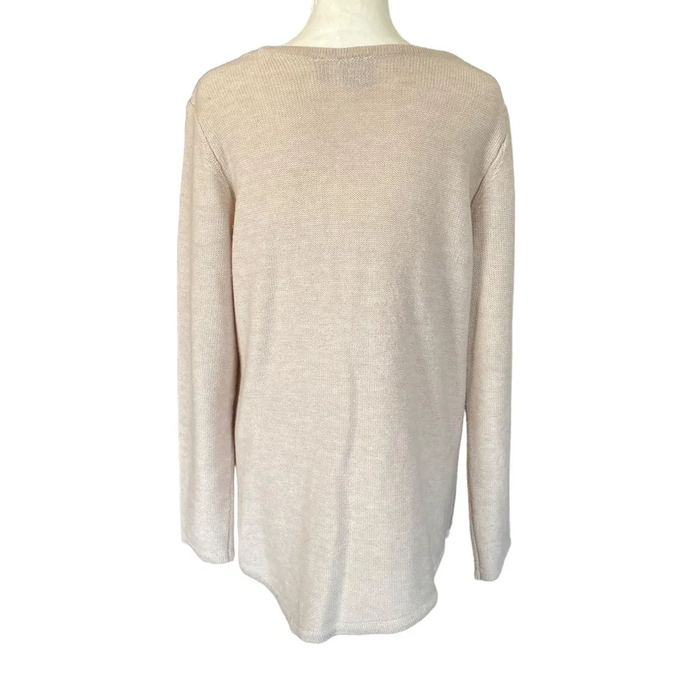 Rafaella women’s large cream colored crew neck casual cable knit sweater top - Image 4