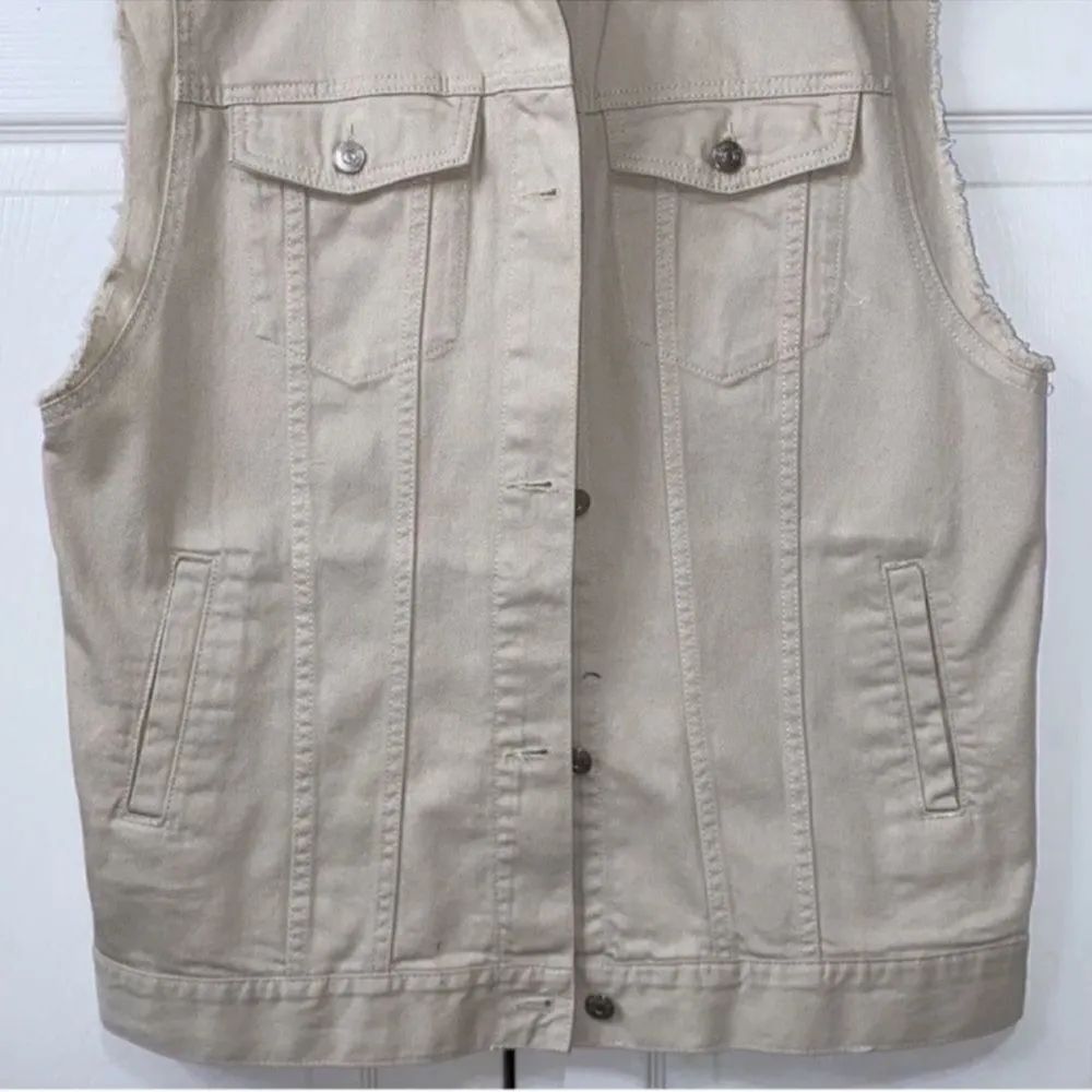 H&M Sleeveless Cream Denim Vest(Size Small) - Image 3