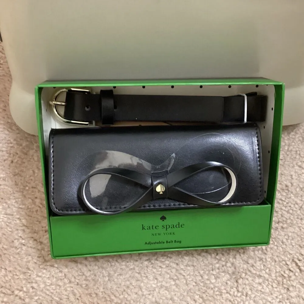 Kate Spade Bow Tie Genuine Leather Belt Bag Fanny Pack Black S/M NWT $108 - Image 6