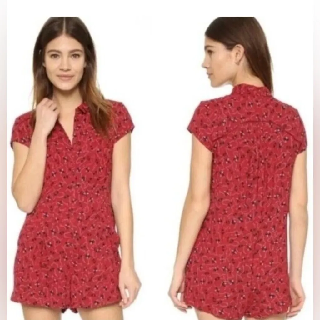 Free People Debby‎ Dot Romper in Red Combo Size Large - Image 2