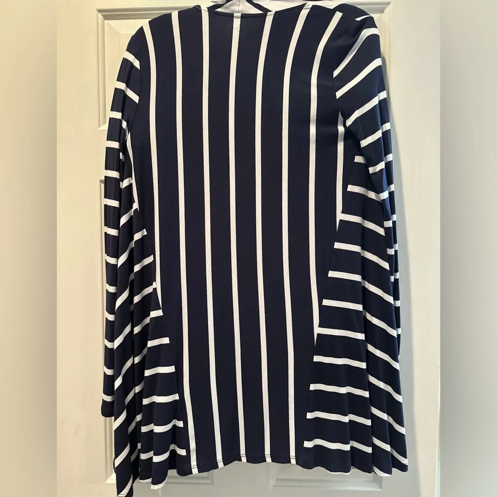 navy and white stripe cardigan Size L 
Excellent condition - Image 2