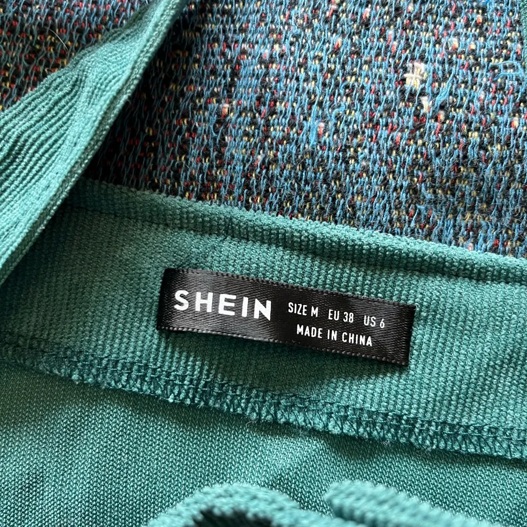 SHEIN Teal Blue Midi Dress Overalls SZ M Button-Up Sleeveless Vest Cottagecore - Image 11