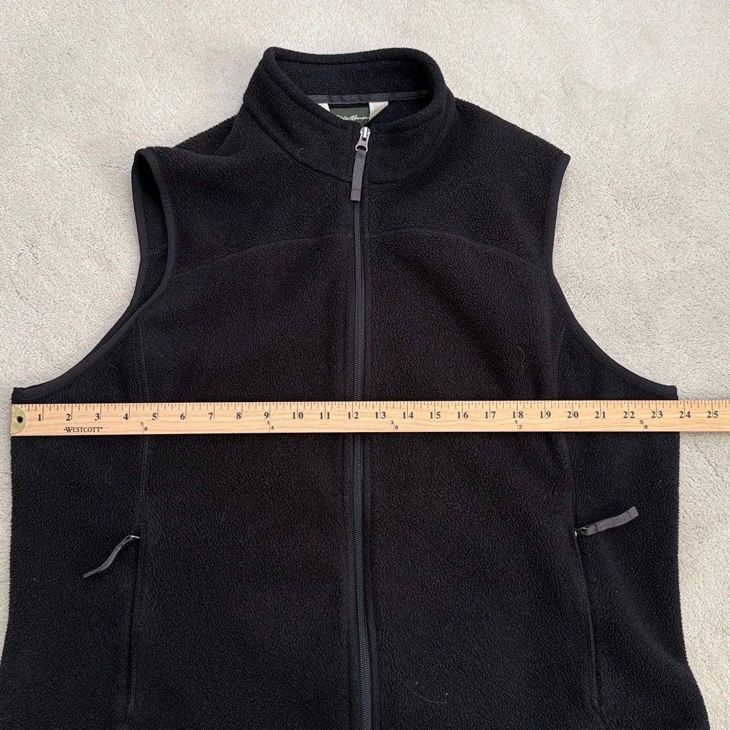 Eddie Bauer Zip Up Mock Vest Polartec Black Zipped Pockets Sleeveless Size XL - Image 6